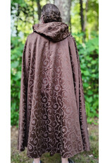 Cloakmakers.com 6105-Washable Brown Tone on Tone Swirly Damask Jacquard Pattern Cloak w/ Bronze Tone Clasp
