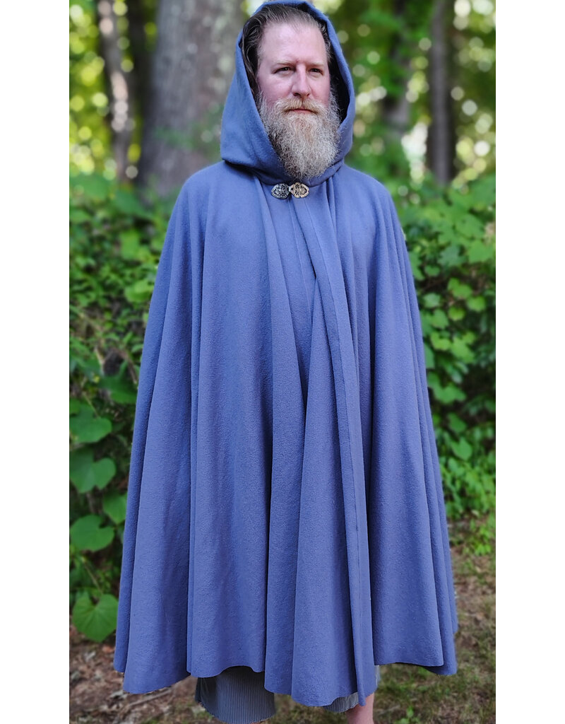 Cloakmakers.com 6106-Washable Lavender Wool Cloak w/ Blue Velvet Hood Lining & Gothic Rose Clasp