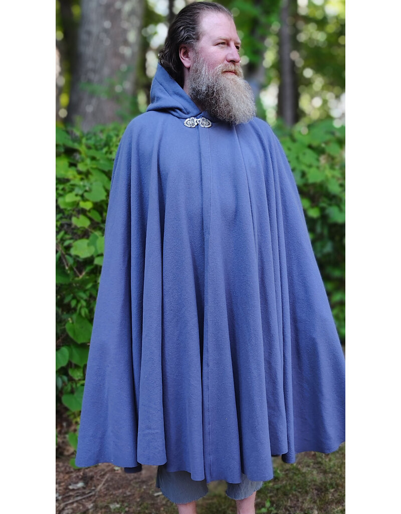 Cloakmakers.com 6106-Washable Lavender Wool Cloak w/ Blue Velvet Hood Lining & Gothic Rose Clasp