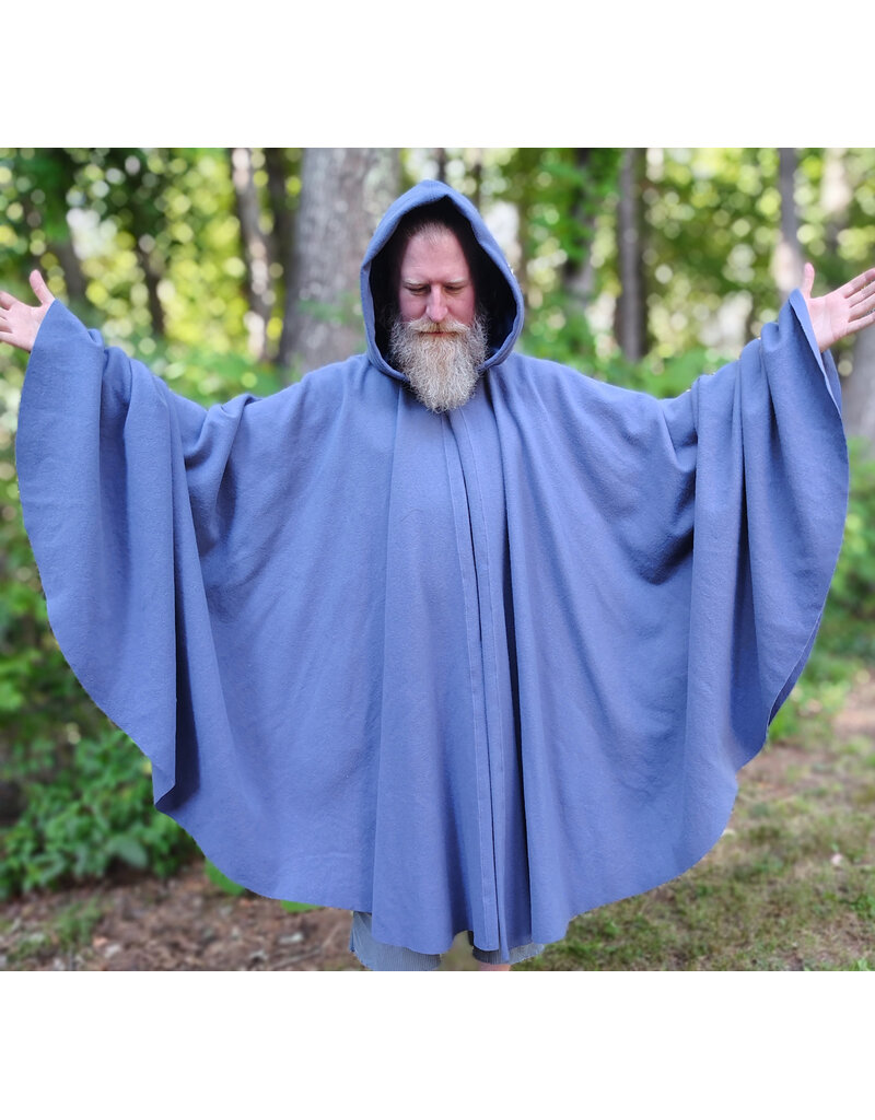 Cloakmakers.com 6106-Washable Lavender Wool Cloak w/ Blue Velvet Hood Lining & Gothic Rose Clasp