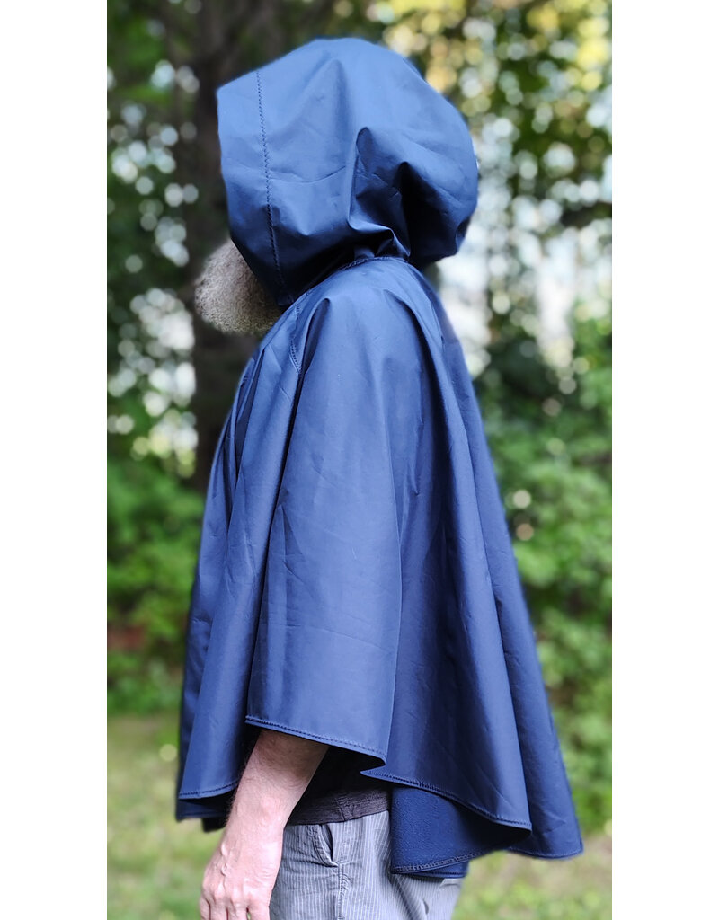Cloakmakers.com 6107-Washable Lightweight Navy Blue Raincloak w/ Silver Tone Clasp & Pockets