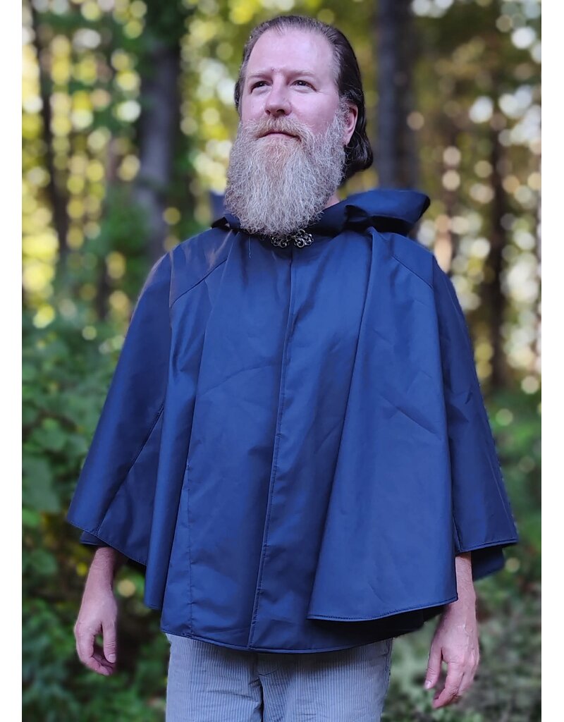 Cloakmakers.com 6107-Washable Lightweight Navy Blue Raincloak w/ Silver Tone Clasp & Pockets