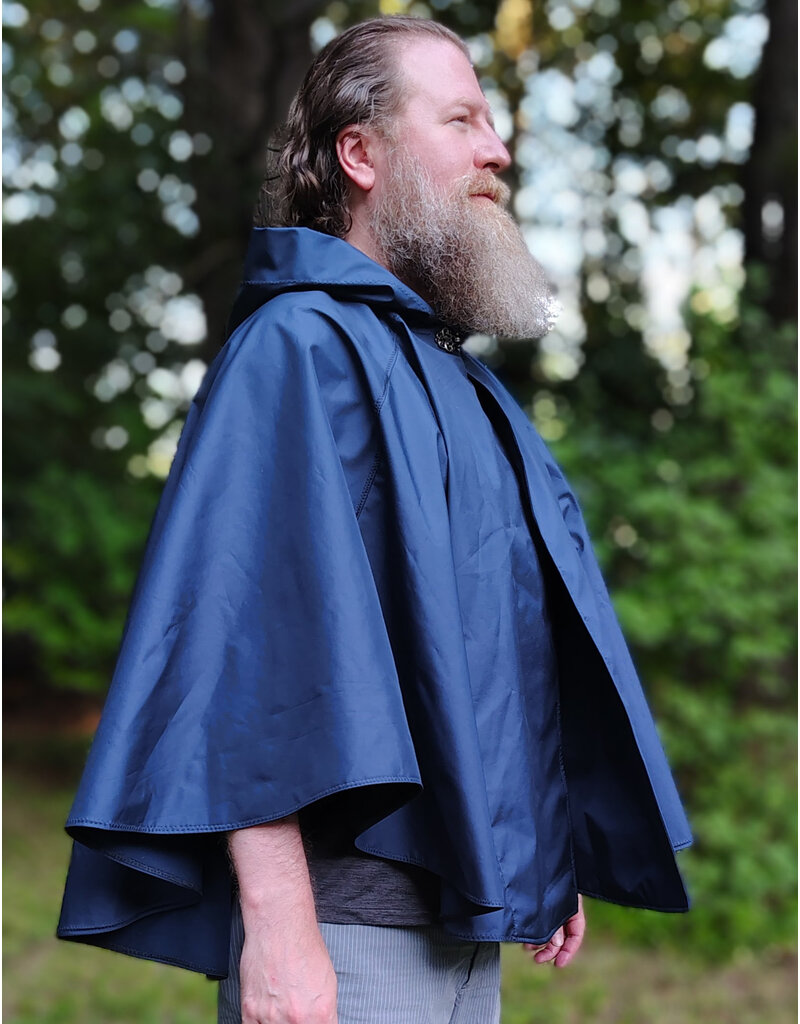 Cloakmakers.com 6107-Washable Lightweight Navy Blue Raincloak w/ Silver Tone Clasp & Pockets