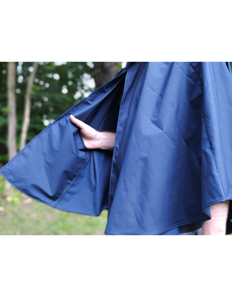 Cloakmakers.com 6107-Washable Lightweight Navy Blue Raincloak w/ Silver Tone Clasp & Pockets