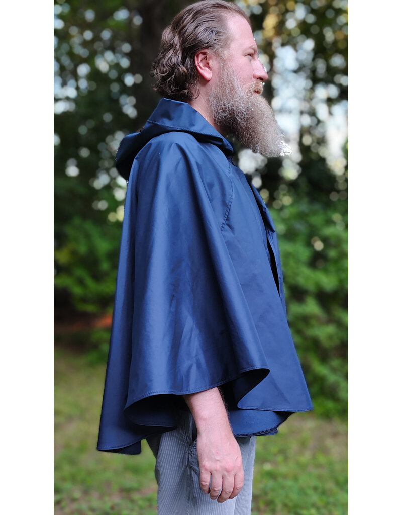 Cloakmakers.com 6107-Washable Lightweight Navy Blue Raincloak w/ Silver Tone Clasp & Pockets