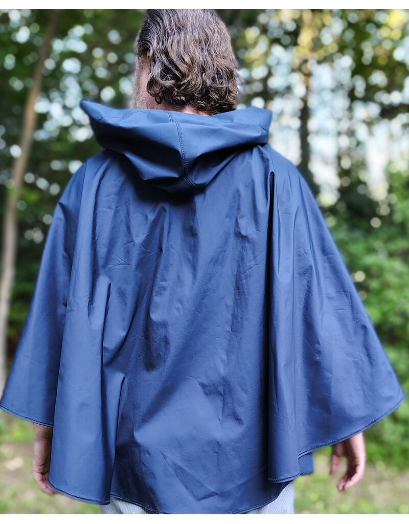 Cloakmakers.com 6107-Washable Lightweight Navy Blue Raincloak w/ Silver Tone Clasp & Pockets