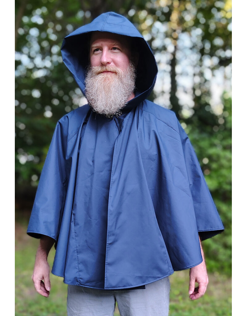 Cloakmakers.com 6107-Washable Lightweight Navy Blue Raincloak w/ Silver Tone Clasp & Pockets