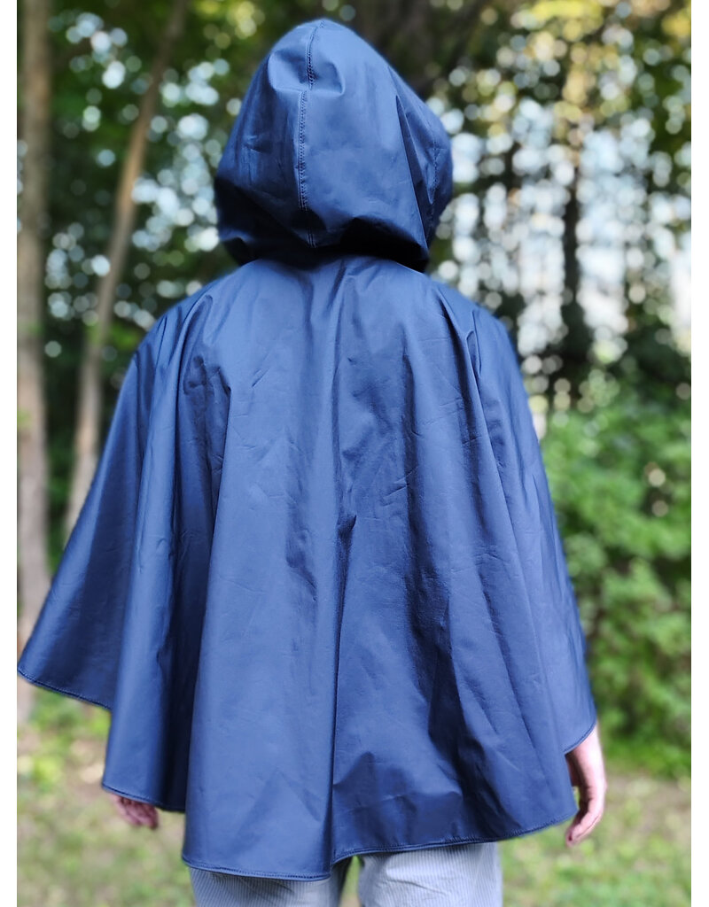 Cloakmakers.com 6107-Washable Lightweight Navy Blue Raincloak w/ Silver Tone Clasp & Pockets