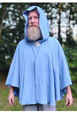 Cloakmakers.com 6108-Washable Very Lightweight Periwinkle Wool Blend Ruana Cloak w/ Celtic Triquetra Knot Clasp & Pockets