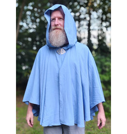 Cloakmakers.com 6108-Washable Very Lightweight Periwinkle Wool Blend Ruana Cloak w/ Celtic Triquetra Knot Clasp & Pockets