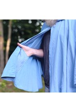 Cloakmakers.com 6108-Washable Very Lightweight Periwinkle Wool Blend Ruana Cloak w/ Celtic Triquetra Knot Clasp & Pockets