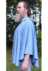 Cloakmakers.com 6108-Washable Very Lightweight Periwinkle Wool Blend Ruana Cloak w/ Celtic Triquetra Knot Clasp & Pockets