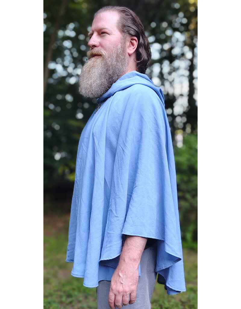 Cloakmakers.com 6108-Washable Very Lightweight Periwinkle Wool Blend Ruana Cloak w/ Celtic Triquetra Knot Clasp & Pockets
