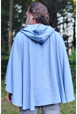 Cloakmakers.com 6108-Washable Very Lightweight Periwinkle Wool Blend Ruana Cloak w/ Celtic Triquetra Knot Clasp & Pockets