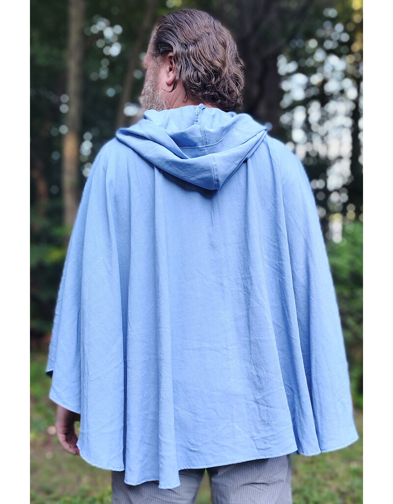Cloakmakers.com 6108-Washable Very Lightweight Periwinkle Wool Blend Ruana Cloak w/ Celtic Triquetra Knot Clasp & Pockets
