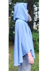 Cloakmakers.com 6108-Washable Very Lightweight Periwinkle Wool Blend Ruana Cloak w/ Celtic Triquetra Knot Clasp & Pockets