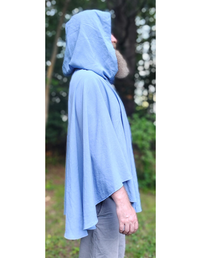Cloakmakers.com 6108-Washable Very Lightweight Periwinkle Wool Blend Ruana Cloak w/ Celtic Triquetra Knot Clasp & Pockets