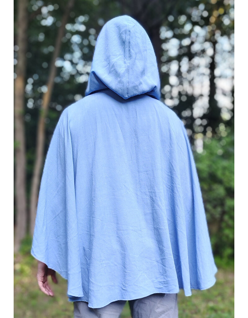 Cloakmakers.com 6108-Washable Very Lightweight Periwinkle Wool Blend Ruana Cloak w/ Celtic Triquetra Knot Clasp & Pockets