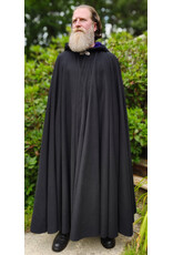 Cloakmakers.com 6109-Black Wool Blend Cloak w/ Deep Purple Velvet Hood Lining & Gothic Rose Clasp