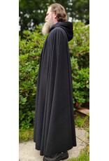 Cloakmakers.com 6109-Black Wool Blend Cloak w/ Deep Purple Velvet Hood Lining & Gothic Rose Clasp