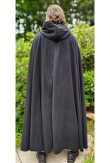 Cloakmakers.com 6109-Black Wool Blend Cloak w/ Deep Purple Velvet Hood Lining & Gothic Rose Clasp