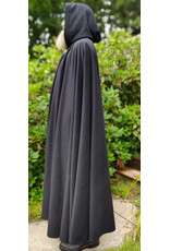 Cloakmakers.com 6109-Black Wool Blend Cloak w/ Deep Purple Velvet Hood Lining & Gothic Rose Clasp