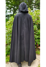 Cloakmakers.com 6109-Black Wool Blend Cloak w/ Deep Purple Velvet Hood Lining & Gothic Rose Clasp