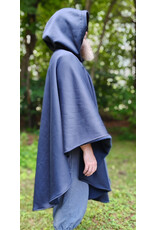 Cloakmakers.com 6110-Washable Blue Hard Face Fleece Ruana Cloak w/ Silver Tone Clasp