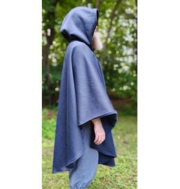 Cloakmakers.com 6110-Washable Blue Hard Face Fleece Ruana Cloak w/ Silver Tone Clasp