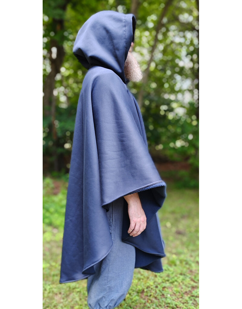 Cloakmakers.com 6110-Washable Blue Hard Face Fleece Ruana Cloak w/ Silver Tone Clasp