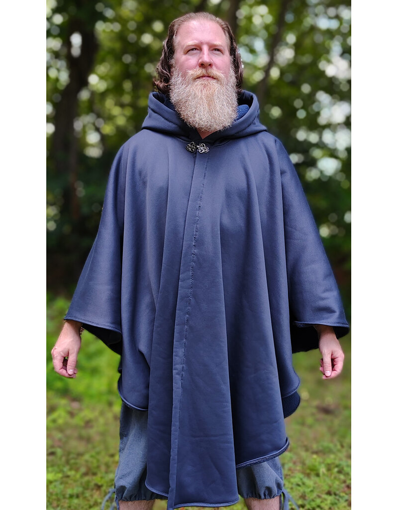 Cloakmakers.com 6110-Washable Blue Hard Face Fleece Ruana Cloak w/ Silver Tone Clasp