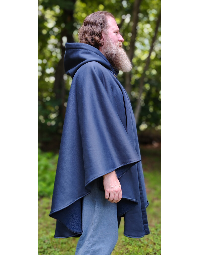 Cloakmakers.com 6110-Washable Blue Hard Face Fleece Ruana Cloak w/ Silver Tone Clasp
