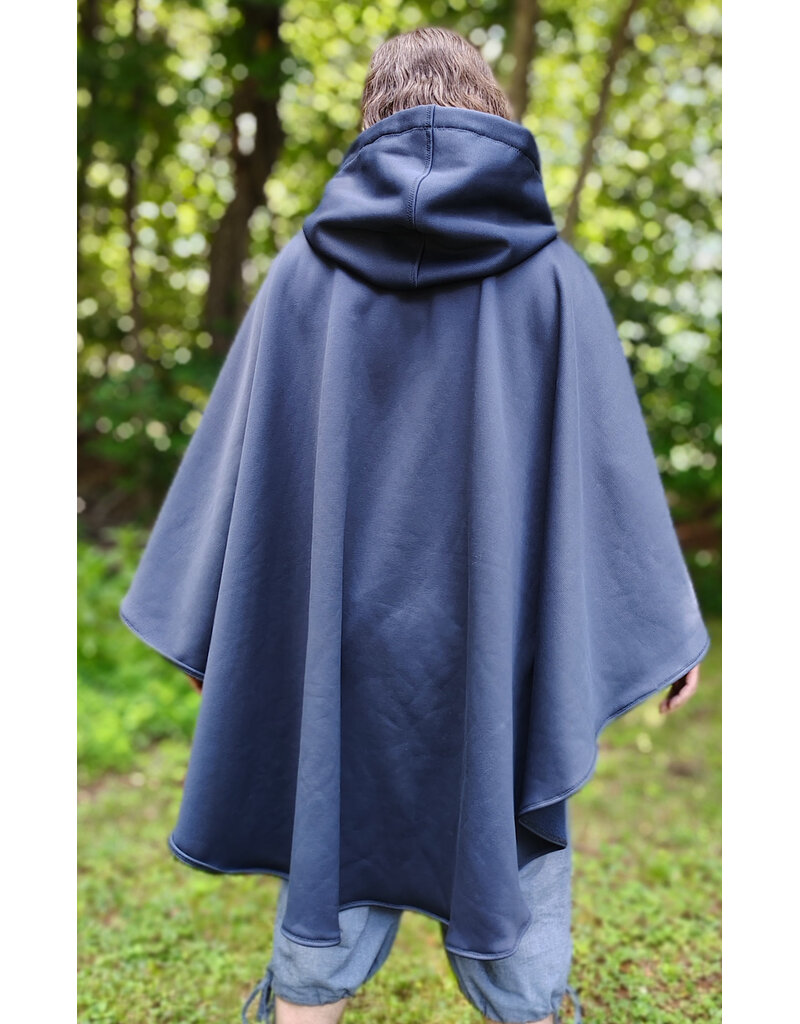 Cloakmakers.com 6110-Washable Blue Hard Face Fleece Ruana Cloak w/ Silver Tone Clasp