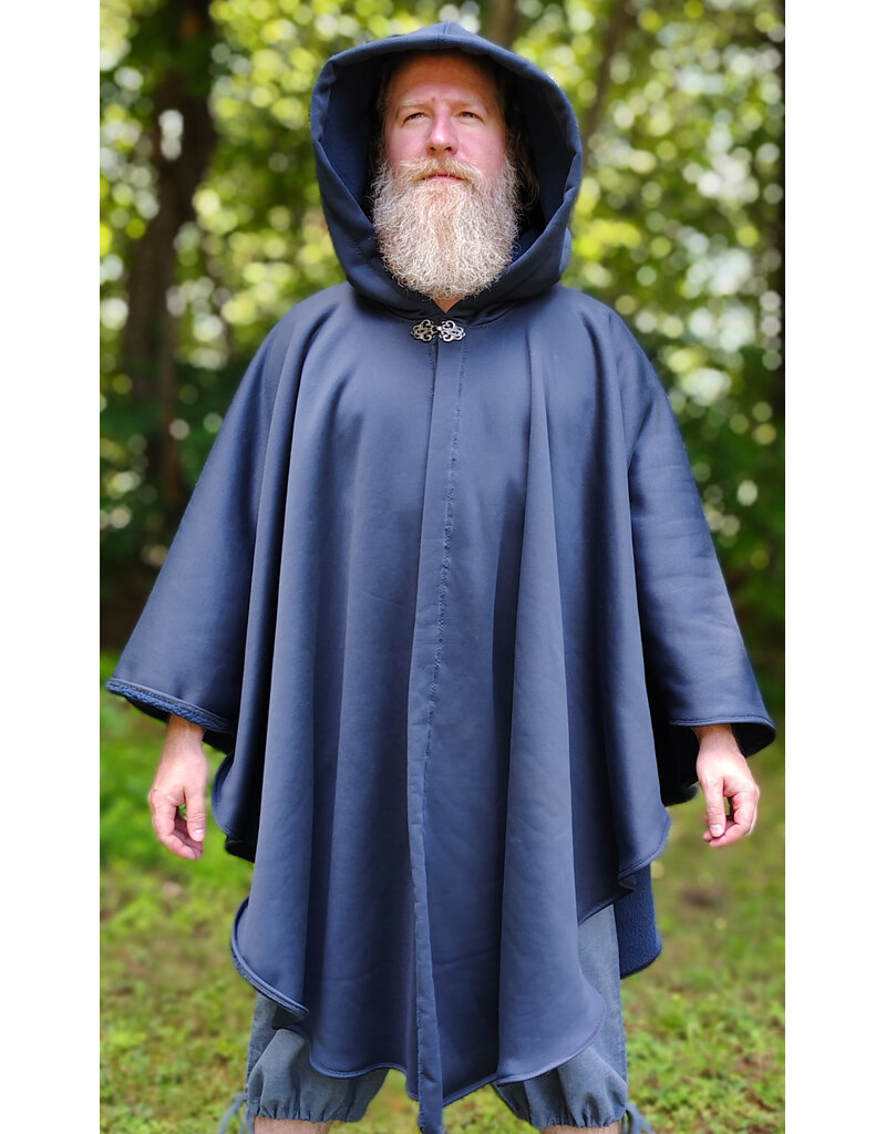 Cloakmakers.com 6110-Washable Blue Hard Face Fleece Ruana Cloak w/ Silver Tone Clasp
