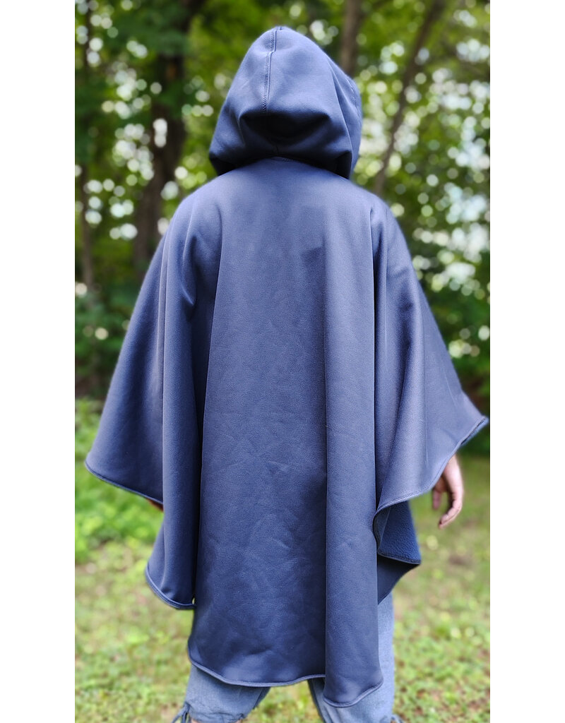 Cloakmakers.com 6110-Washable Blue Hard Face Fleece Ruana Cloak w/ Silver Tone Clasp