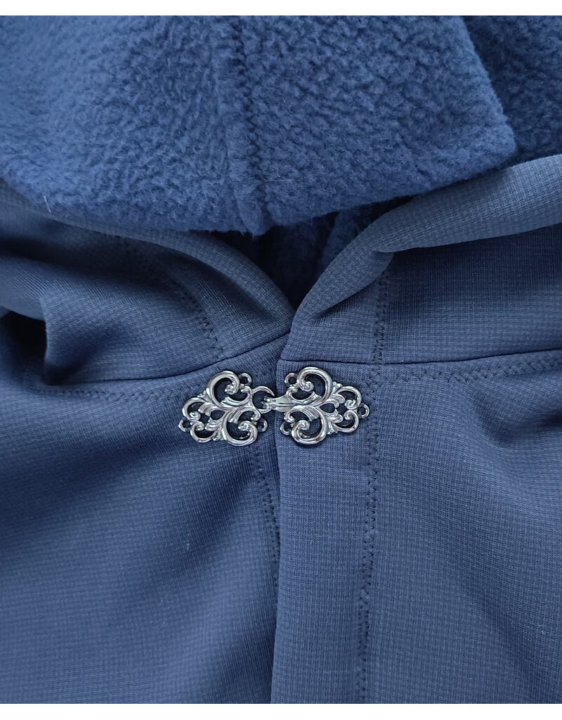 Cloakmakers.com 6110-Washable Blue Hard Face Fleece Ruana Cloak w/ Silver Tone Clasp