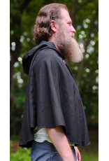 Cloakmakers.com 6111-Washable Short Black Woven Wool Blend Cloak w/ Silver Tone Clasp