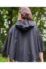 Cloakmakers.com 6111-Washable Short Black Woven Wool Blend Cloak w/ Silver Tone Clasp