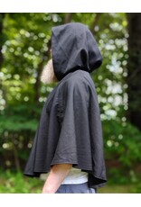 Cloakmakers.com 6111-Washable Short Black Woven Wool Blend Cloak w/ Silver Tone Clasp