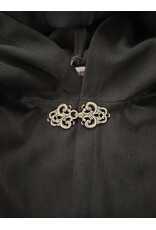Cloakmakers.com 6111-Washable Short Black Woven Wool Blend Cloak w/ Silver Tone Clasp