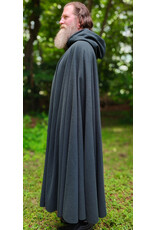 Cloakmakers.com 6112-Washable Dark Slate Blue Wool Cloak w/ Grey Faux Suede Hood Lining & Silver Tone Clasp