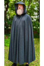 Cloakmakers.com 6112-Washable Dark Slate Blue Wool Cloak w/ Grey Faux Suede Hood Lining & Silver Tone Clasp