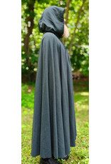 Cloakmakers.com 6112-Washable Dark Slate Blue Wool Cloak w/ Grey Faux Suede Hood Lining & Silver Tone Clasp