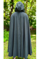 Cloakmakers.com 6112-Washable Dark Slate Blue Wool Cloak w/ Grey Faux Suede Hood Lining & Silver Tone Clasp