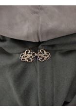 Cloakmakers.com 6112-Washable Dark Slate Blue Wool Cloak w/ Grey Faux Suede Hood Lining & Silver Tone Clasp