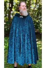 Cloakmakers.com 6113-Washable Teal Blue Velvet Cloak w/ Black Velvet Hood Lining & Gothic Rose Clasp