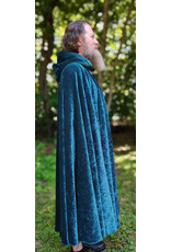 Cloakmakers.com 6113-Washable Teal Blue Velvet Cloak w/ Black Velvet Hood Lining & Gothic Rose Clasp