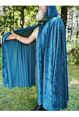 Cloakmakers.com 6113-Washable Teal Blue Velvet Cloak w/ Black Velvet Hood Lining & Gothic Rose Clasp