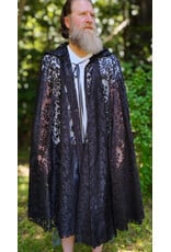 Cloakmakers.com 6114-Washable Black Lace Hooded Cloak w/ Black Ribbon Closure