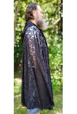 Cloakmakers.com 6114-Washable Black Lace Hooded Cloak w/ Black Ribbon Closure